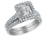 1.25 Carat (ctw H-I, I1-I2) Princess Cut Diamond Engagement Ring & Wedding Band Set in 14K White Gold